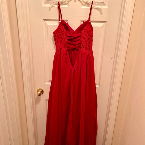 New Prom dress long formal dress wine red corset & lace top chiffon tulle skirt. - Picture 10 of 10